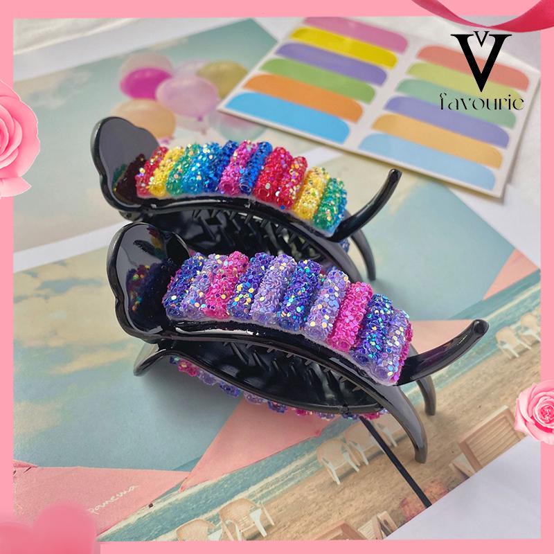 [COD]Back Head Grab Clip Cute Girl Rainbow Hair Accessories-FA