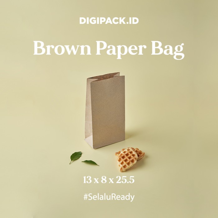 

✨ BISA COD ✨ [Digipack] Brown Paper Bag 13 x 8 x 25.5 | Kantong Kertas Roti Snack