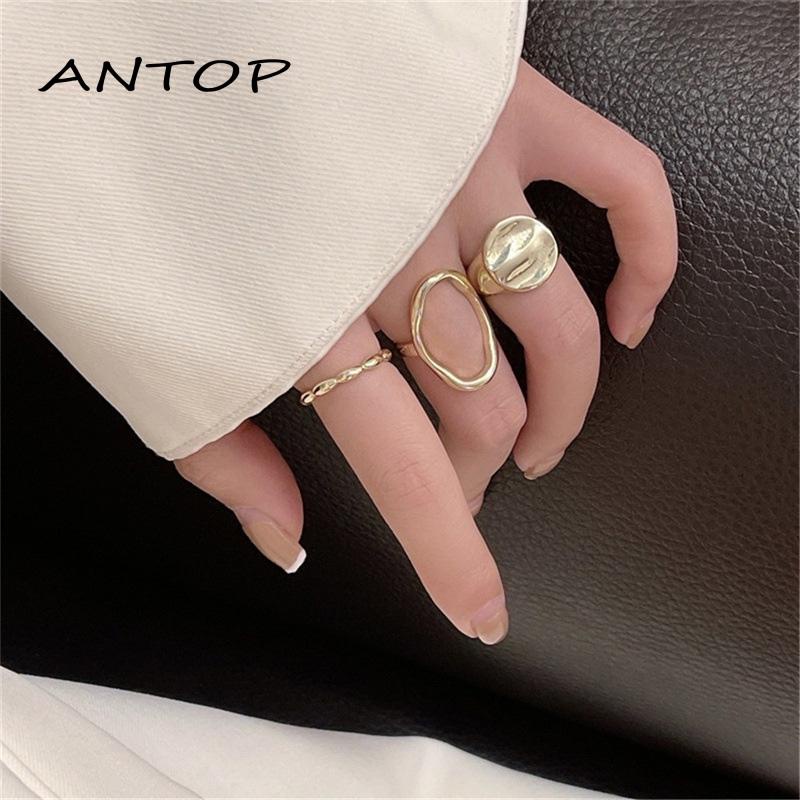 3pcs Cincin Jari Telunjuk Desain Geometri Hollow Untuk Wanita