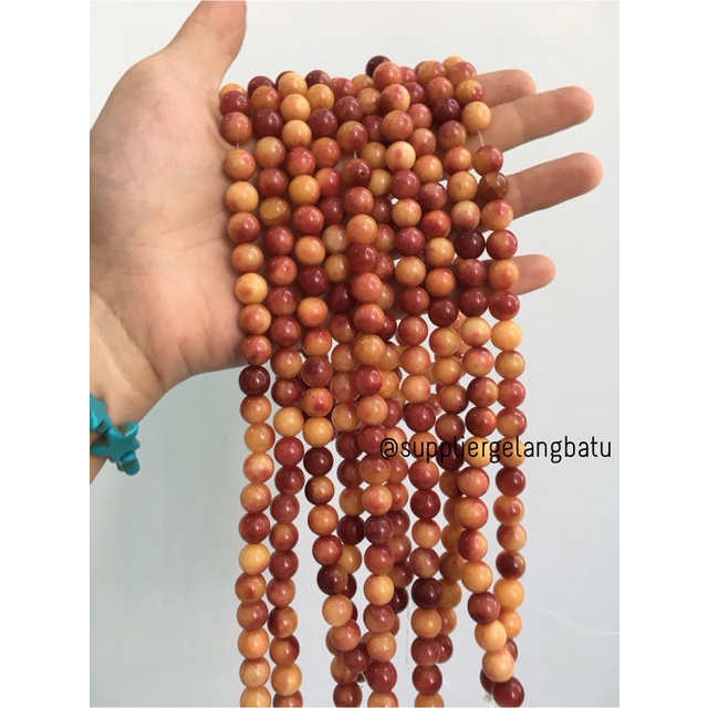 batu YAMAN SULAIMAN 10mm natural FIRESTONE RED YELLOW akik manao ASLI