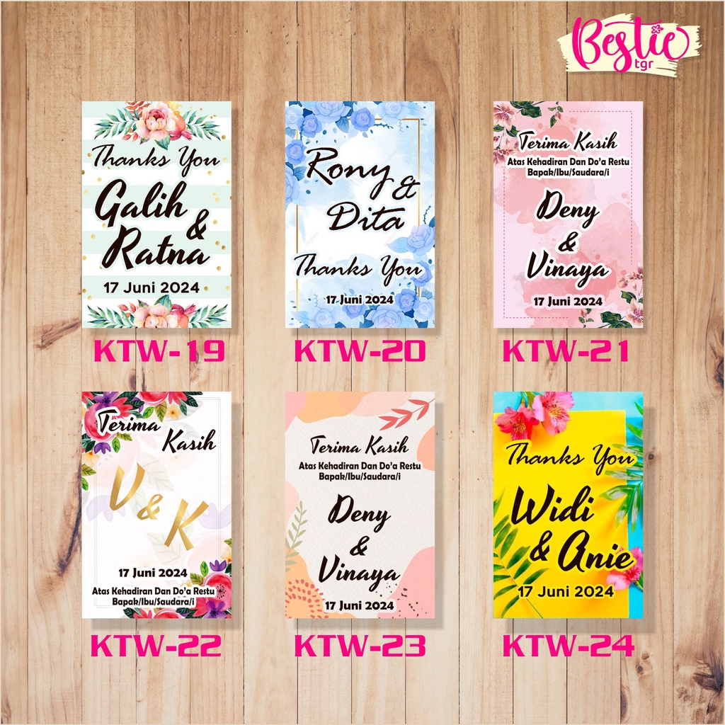 Kartu Souvenir Wedding Kartu Ucapan kartu ucapan terima kasih