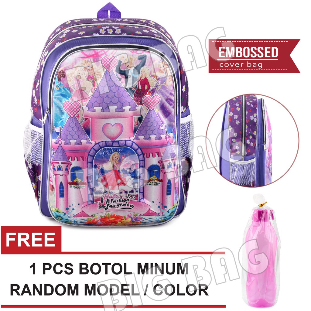 Tas Sekolah Anak Karakter Kartun - CASTLE EMBOSS.RTM + FREE Botol