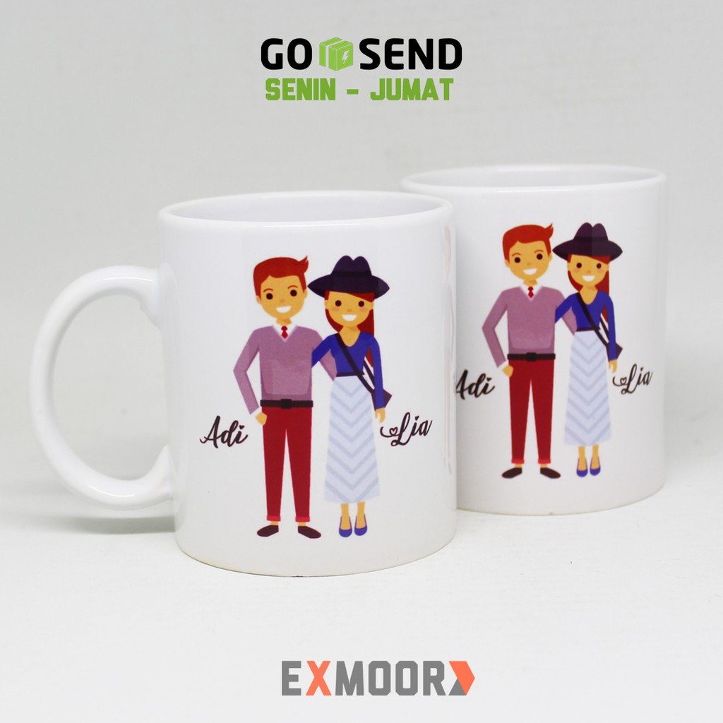 Mug Couple Wedding Casual Non Hijab untuk Kado Pernikahan