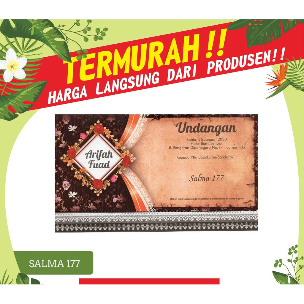 Blangko Kartu Undangan Pernikahan Salma 177 Harga Murah Erba Java