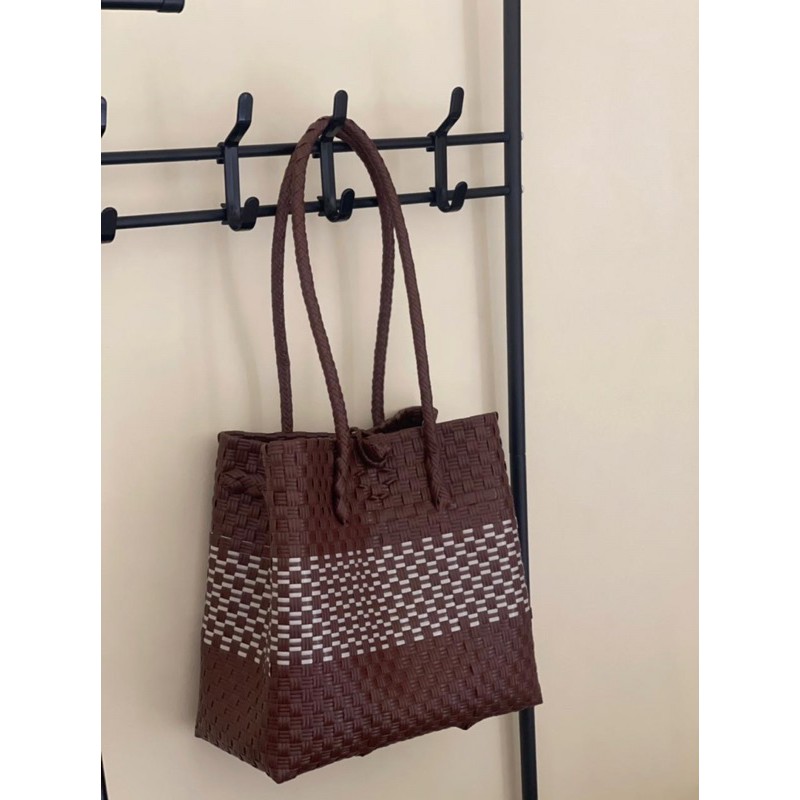 Tas Anyaman Wanita Super Premium Cantik Brownies Ukuran L / Tas Anyaman Wanita Tote Bag Brownies