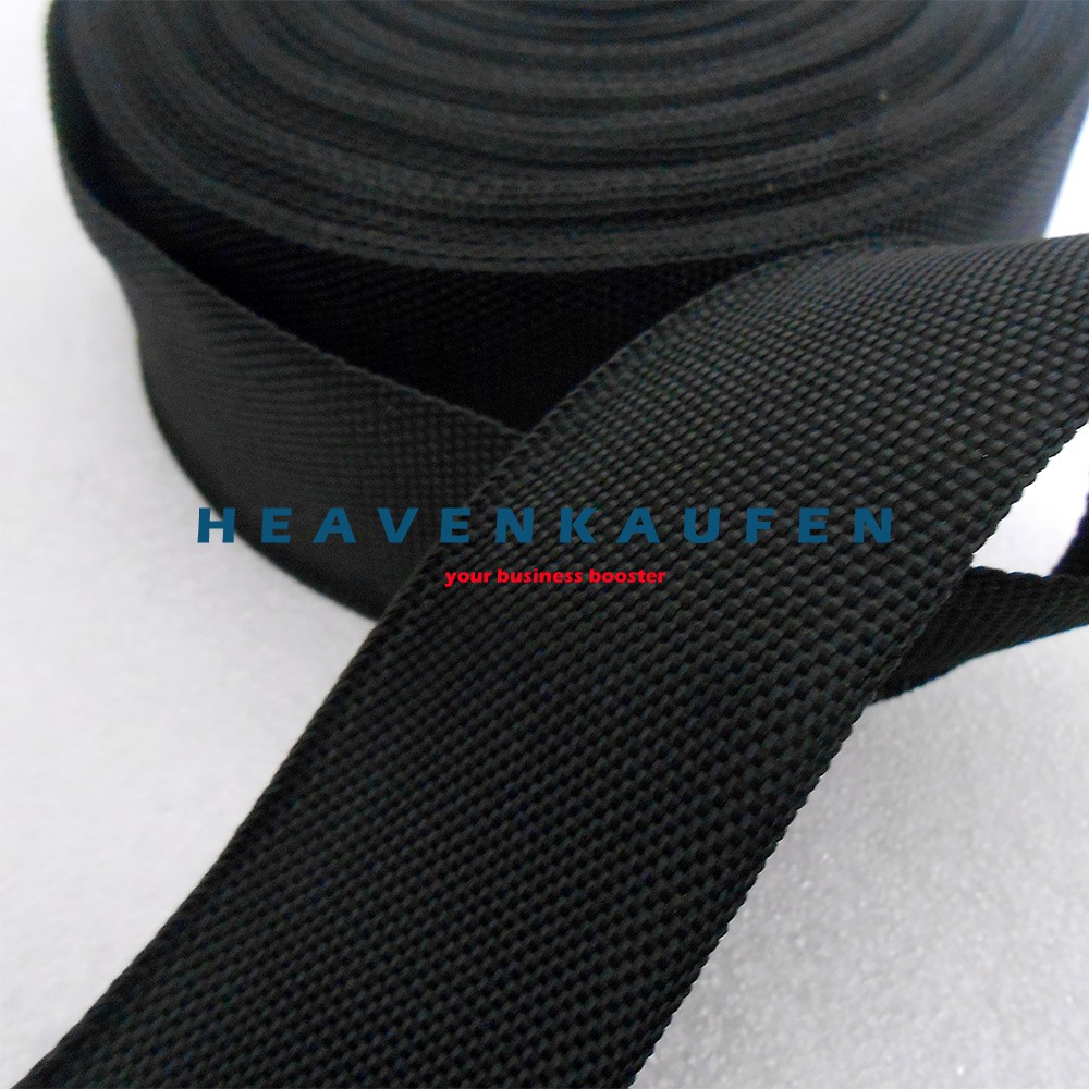 Bisban Pelipit / Webbing PCR 3,8 cm Warna Hitam Harga Per Rol