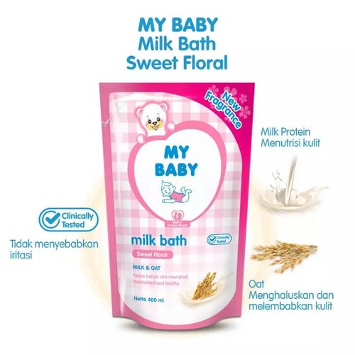 My Baby Hair &amp; Body Wash Refill Sweet Floral | Milk Bath Sweet Floral | 400ml