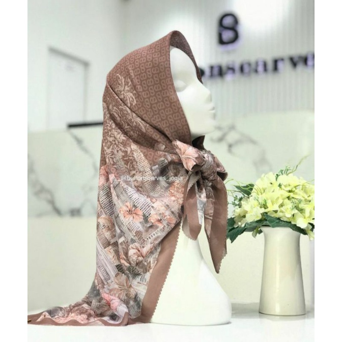 SOLD OUT BUTTONSCARVES Malaya series buttonscarves brown (new, siap kirim) sale last stock