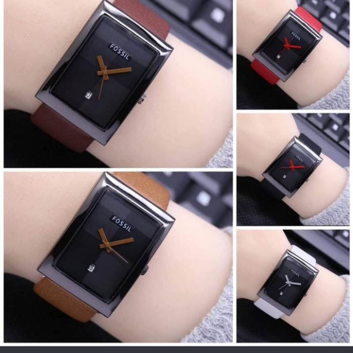 Jam Tangan Wanita simple mewah Jam Cewek Casual K1H6 FS888 terlaris model kotak tali kulit 5 varian 