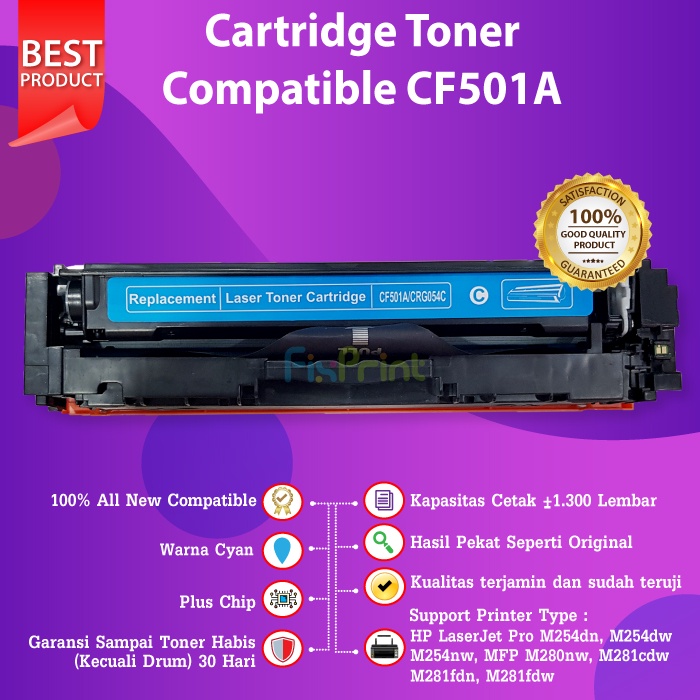 Cartridge Toner Compatible XP 202A CF501A Cyan Refill Color Printer Laserjet Pro M254 MFP M280 M281