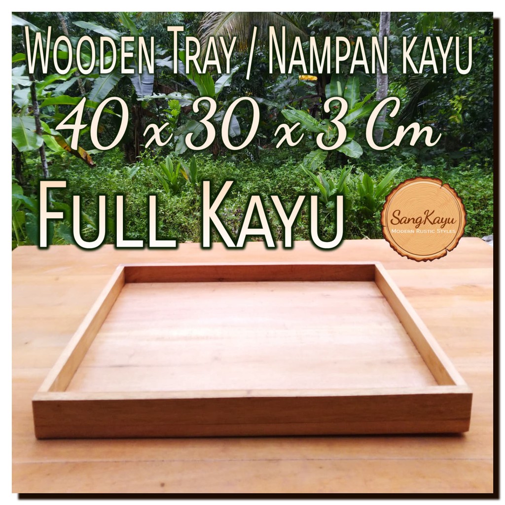 Nampan kayu 40x30x3 Wooden Tray nampan saji kotak seserahan hantaran