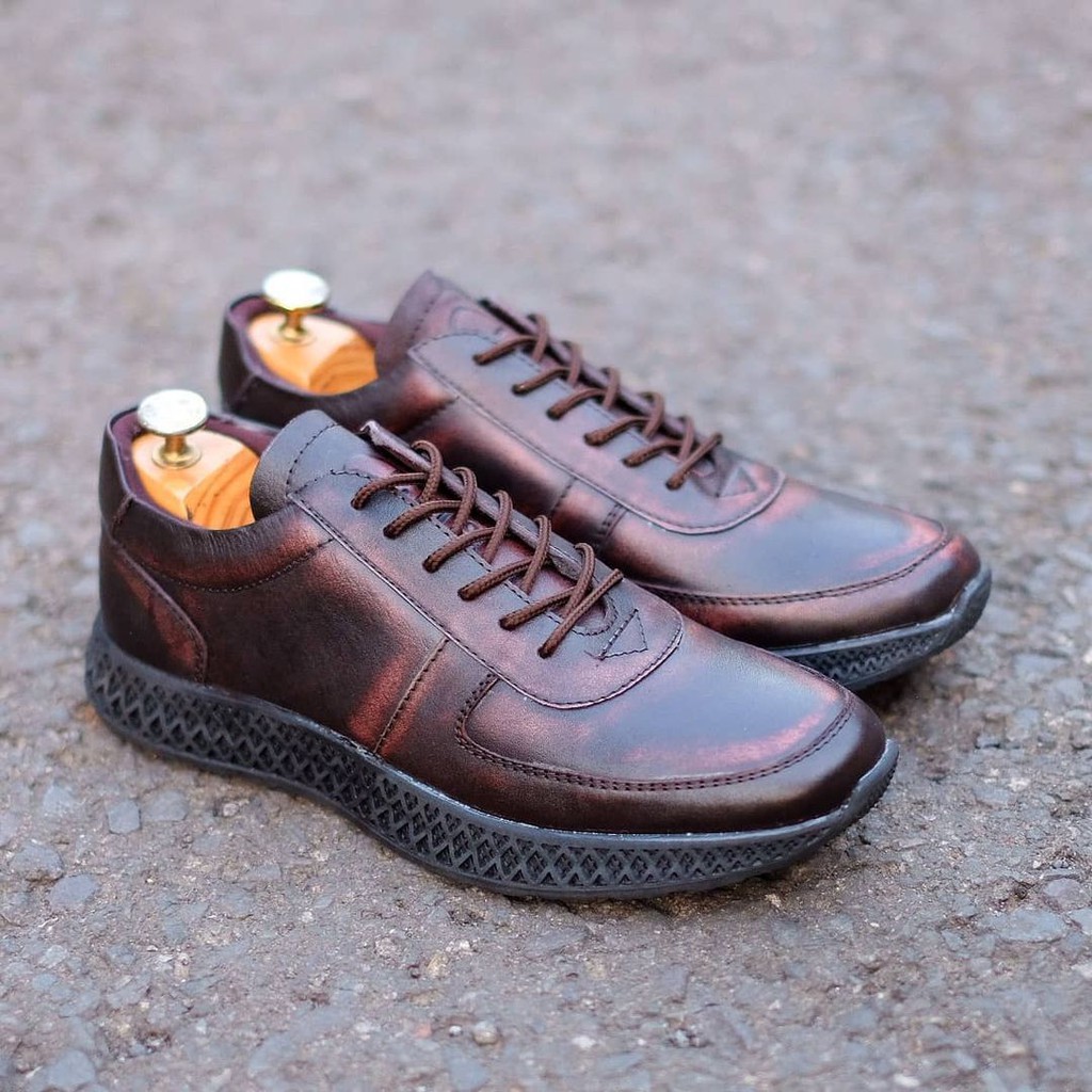 SEPATU KULIT | AZCOST FOOTWEAR SADA BURGUNDY ORIGINAL