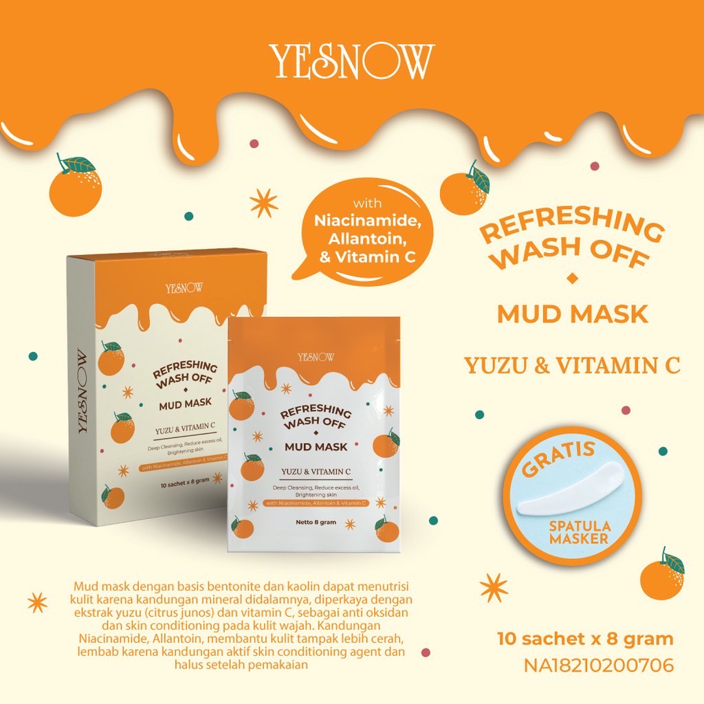 Yesnow Relaxing Wash-Off Mud Mask | Masker Wajah [@ 1Box]