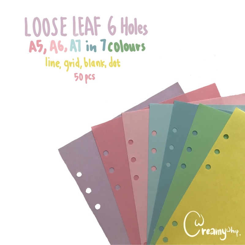 

Loose leaf 6 holes colour A5 A6 A7 kertas binder warna 6 lubang