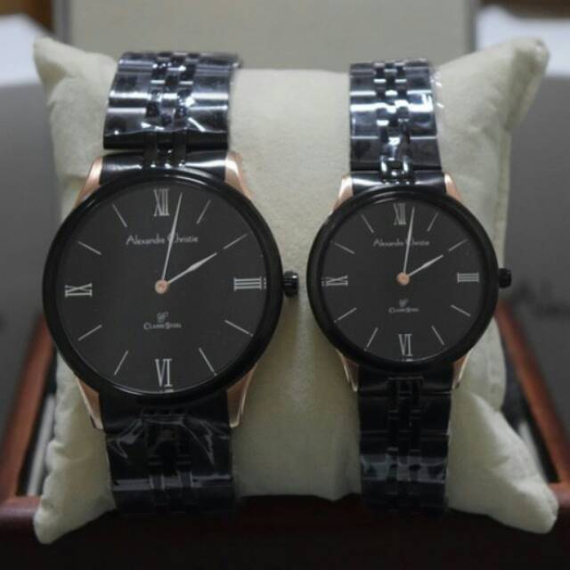Jam Tangan Alexandre Christie AC8508 Couple Original Black Ring Rosegold