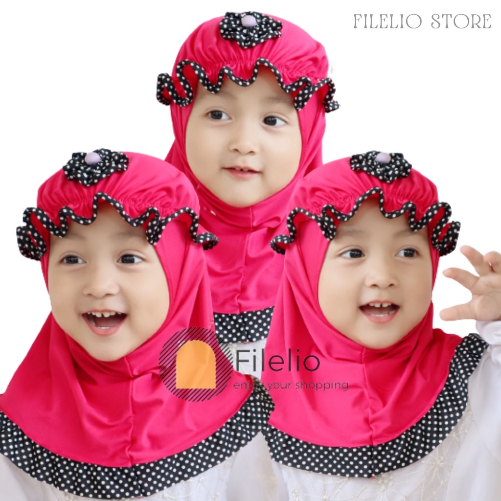 TERMURAH Hijab Anak Perempuan Topi List Polka Jilbab Anak Anak Kerudung Bayi Murah Krudung Anak