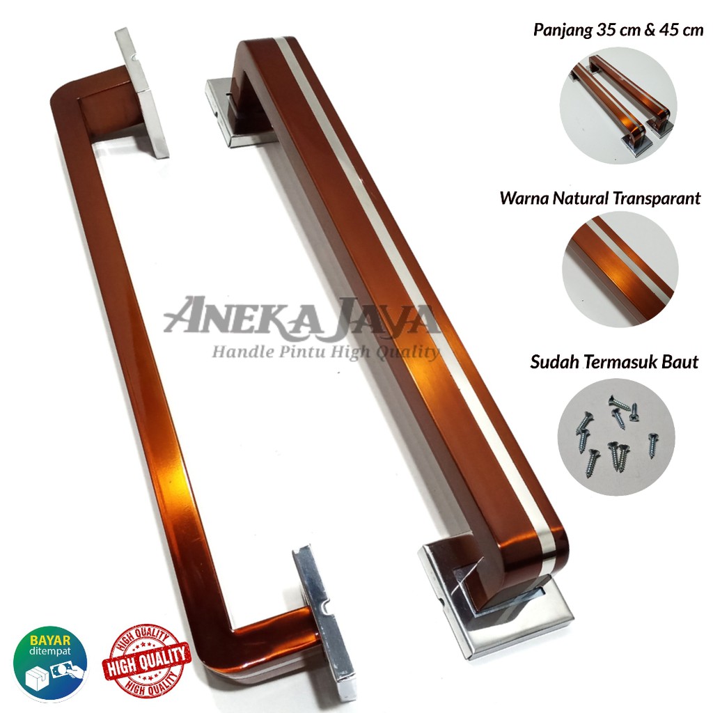 Handle Pintu rumah 35 cm &amp; 45 cm / Tarikan Pintu / Pegangan Pintu rumah minimalis natural transparan