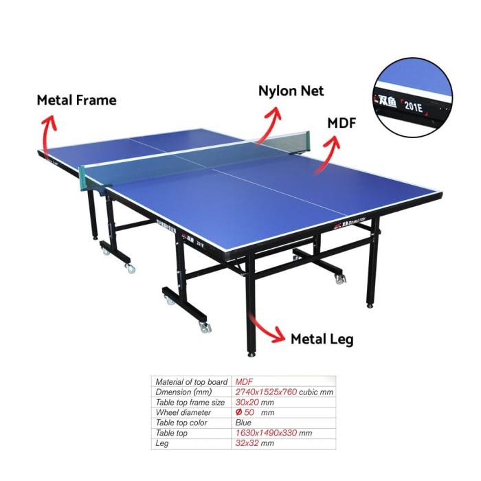 Meja Pingpong Tenis Meja Double Fish 201 E Original