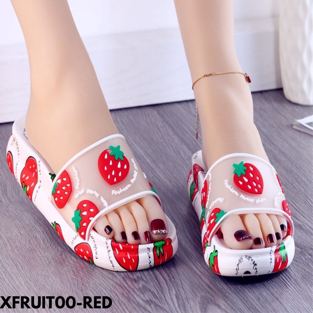 SANDAL WANITA GAYA KOREA KEKINIAN BAHAN RUBBER IMPOR ANTI SLIP FASHION FRUIT00