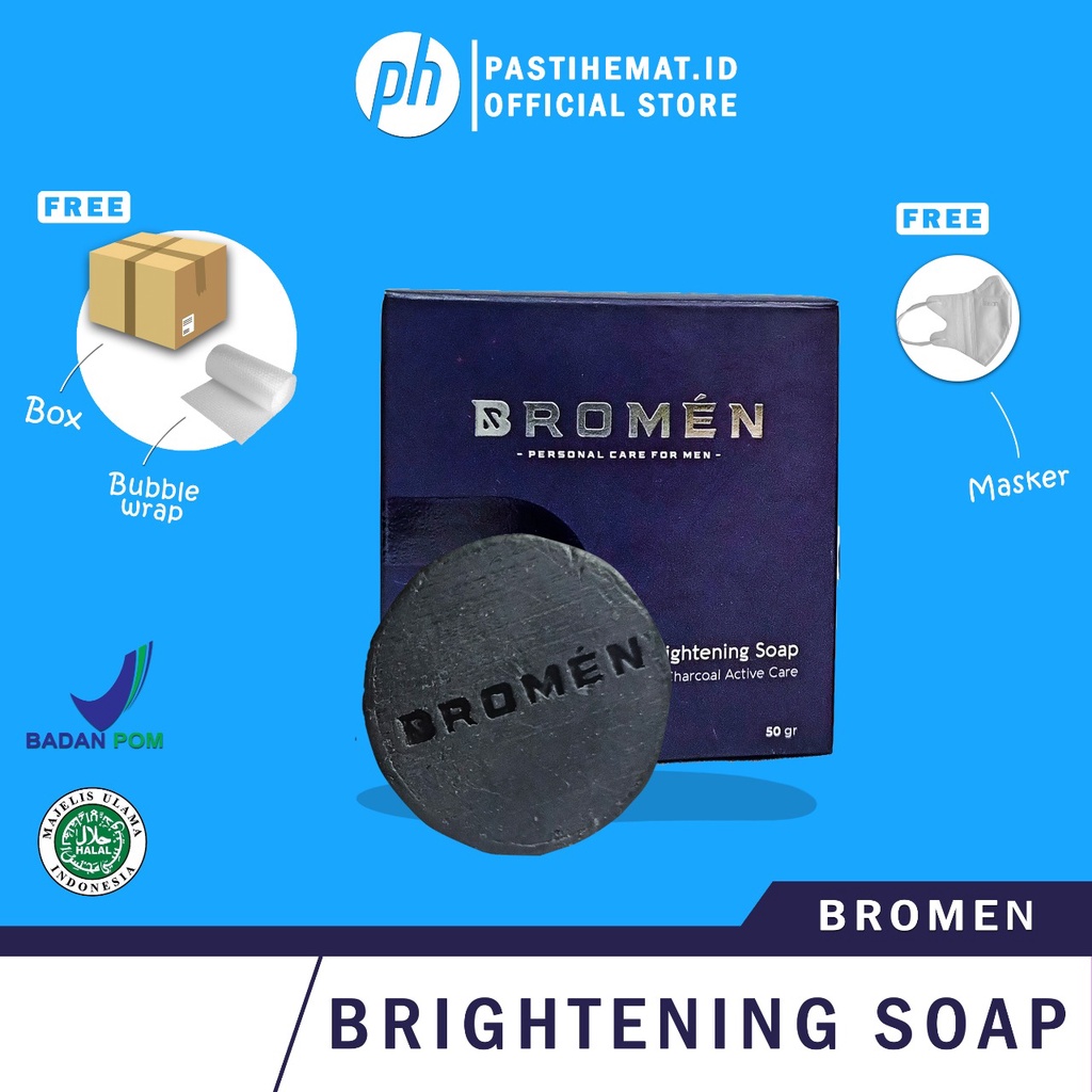 [ORIGINAL &amp; BONUS HADIAH] BROMEN Skincare Cowok - BROMAN Sabun Cowok BRIGHTENING SOAP Sabun Wajah dan Tubuh