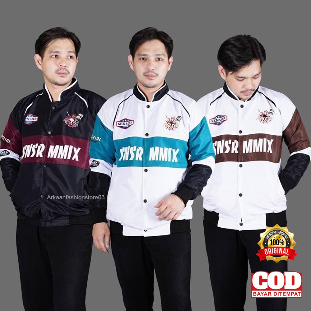 AKN- JAKET BOMBER PRIA BISBOL COMBI  ORIGINAL SENSOR / JAKET MOTOR PRIA ANTI AIR / JAKET BOMBER PARASUT PRIA