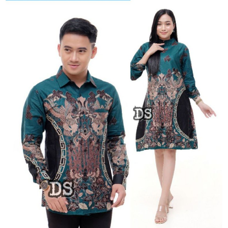 SERAGAM Couple Atasan Batik Kemeja Pria &amp; Tunik Wanita New. DEWASA, Kencana, JUMBO