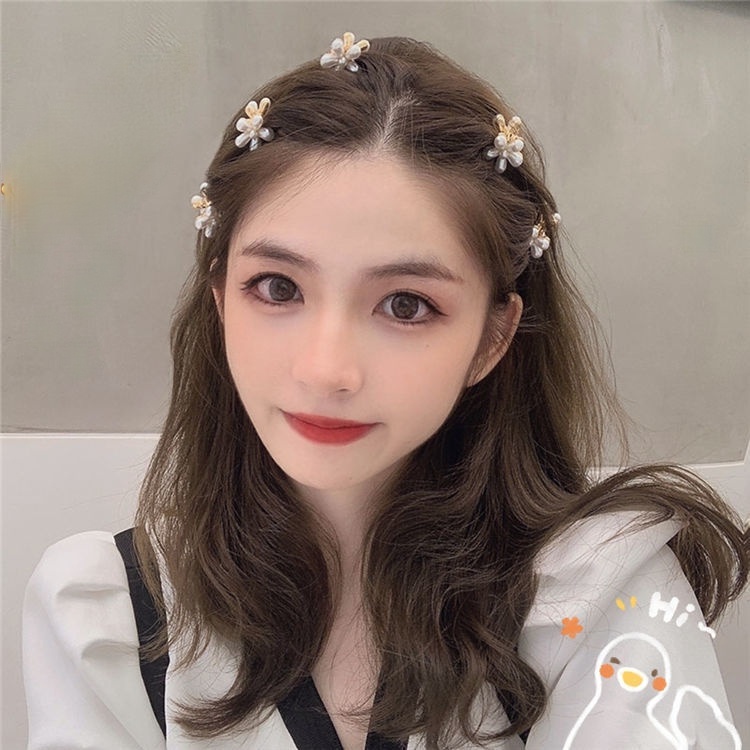 1Pcs Women Korean INS Style Five-petal Flower Imitation Pearl Hair Clip / Girls Little Daisy Sweet Cute Mini Bangs Hairpin