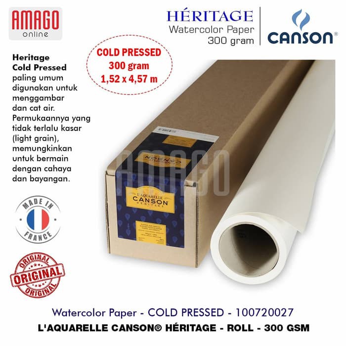 CANSON HERITAGE - COLD PRESSED 300G - ROLL - 1,52 X 4,57 m - 100720027