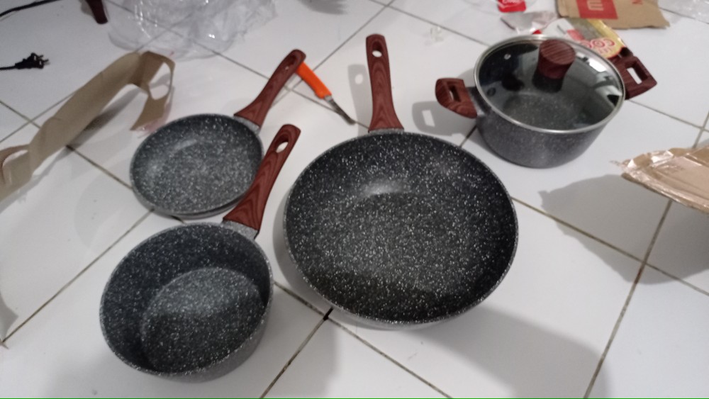 Cypruz Fp-0644 Fry Wok 3mm Induksi Marble Granit 28cm Asli Belgium Premium Wajan