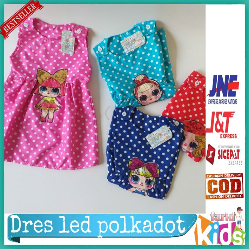 (COD)DRES LED kancing (1-5 tahun)berbagai warna