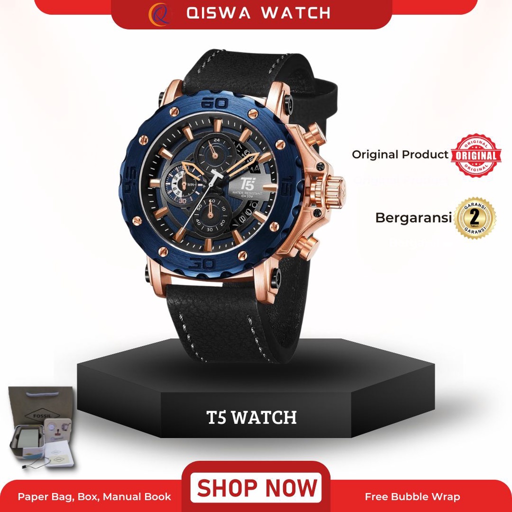 【Kualitas Baik】Jam Tangan Pria Anti Air Keren Fashion Watch Quartz Bisnis Kalender Box cantik