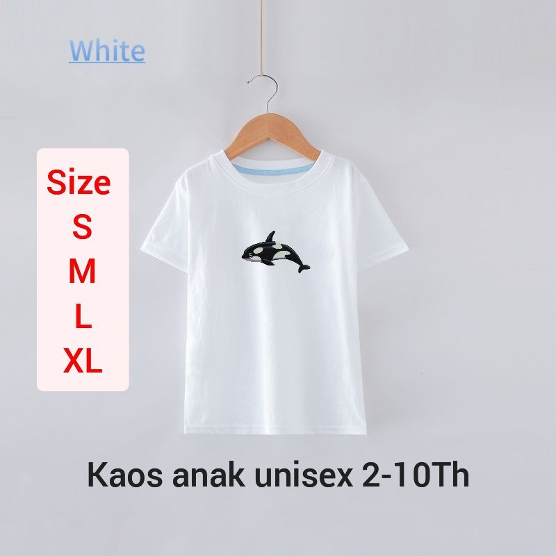 Kaos Anak Ikan Paus Baju Oblong Gambar Anak Unisex 2-10Th Tshirt Kaos Lengan Pendek