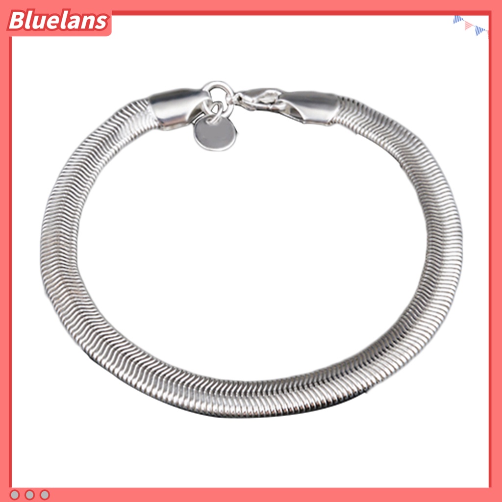 Gelang Rantai Ular Lapis Silver Ukuran 6mm Dengan Gesper Lobster Untuk Unisex