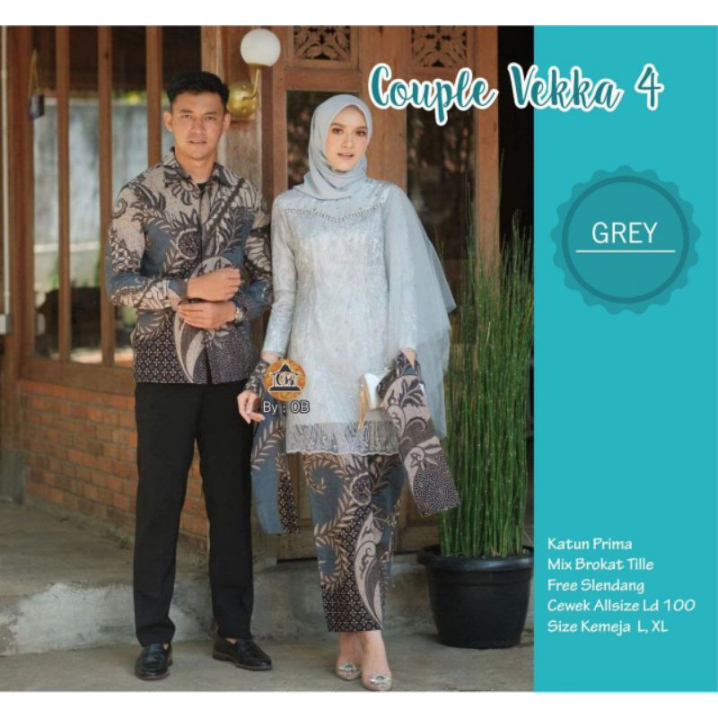 COUPLE VEKKA 4 SETELAN BAJU BATIK COUPLE CEWEK COWOK PASANGAN MEWAH MODIS MODERN ELEGAN MODEL KEBAYA