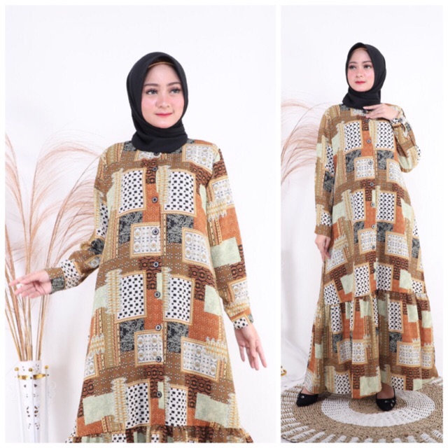 Gamis Wolfis Monalisa LD105 Busui Kancing Deret / 156-5080