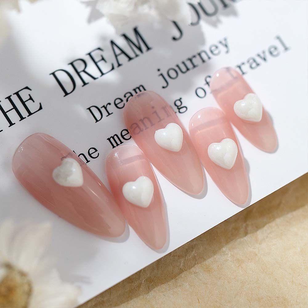 Mxbeauty 3D Nail Art Perhiasan Lucu Putih Manicure Resin Nail Drills Aksesoris Kuku Set
