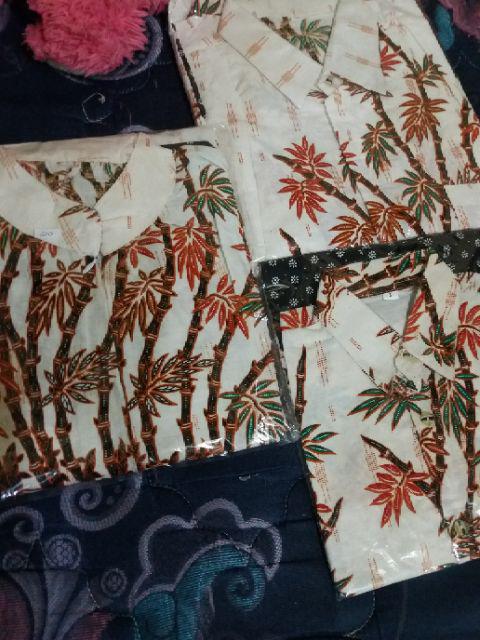 Baju Batik Couple Keluarga Motif Bambu Putih
