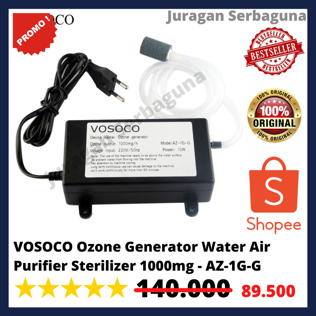 VOSOCO Ozone Generator Water Air  Purifier Sterilizer 1000mg - AZ-1G-G