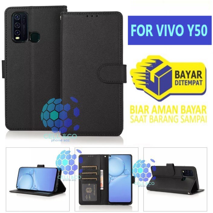 Flip cover VIVO Y50 Flip case buka tutup kesing hp casing flip case leather wallet