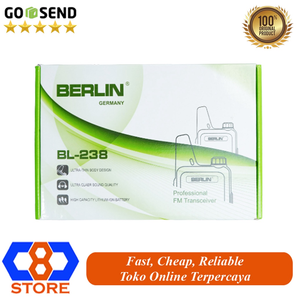 HANDY TALKIE HT BERLIN BL-238 BL238 UHF 1 PASANG WALKY TALKY RESMI