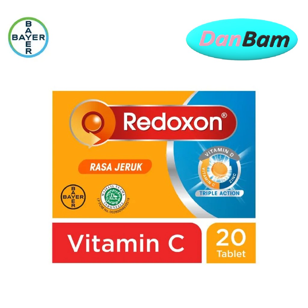 Redoxon Vitamin C + Zinc Rasa Jeruk 20 Tablet