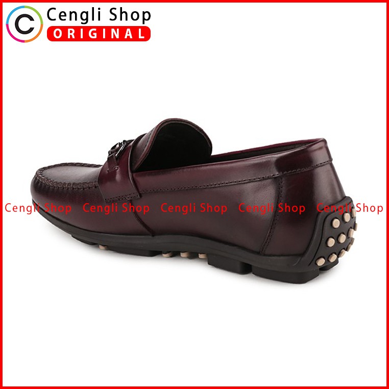 SEPATU PANSUS KULIT PLAYBOY PRIA ORIGINAL LOAFER CASUAL SEMI FORMAL BRANDED ASLI MERAH MAROON PL42