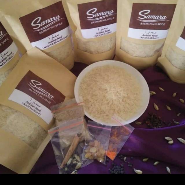 

Beras Basmati+bumbu instant Nasi Briyani, Nasi Mandhi,Kabsah, Nasi Bukhori