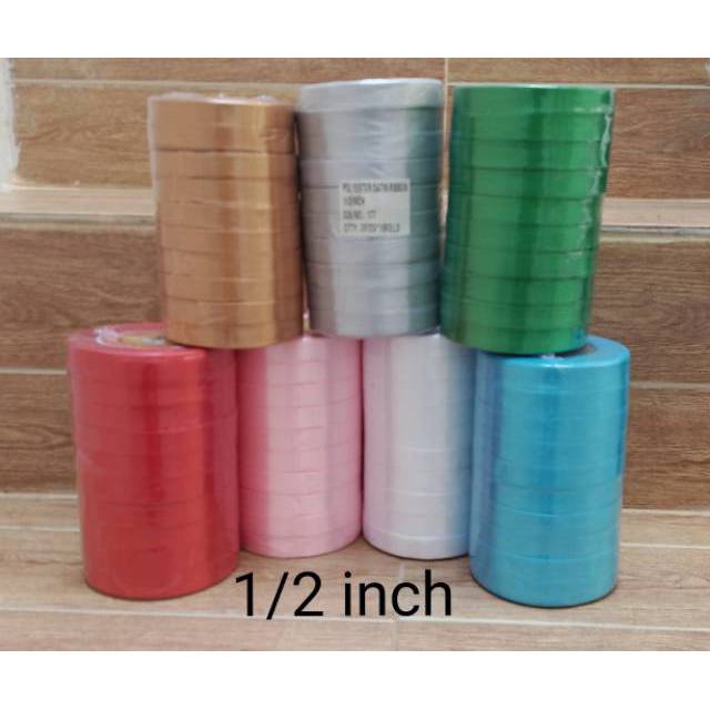 Pita satin polos ukuran 1/2 inch