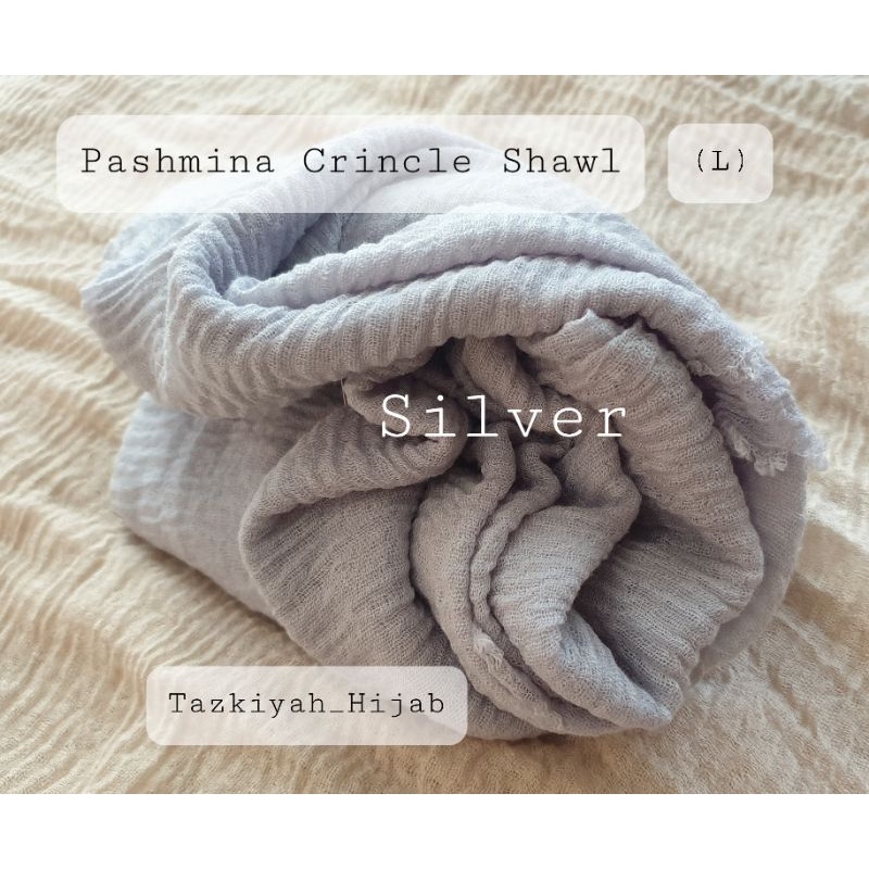 Pashmina Crinkle Shawl-Silver**(L)