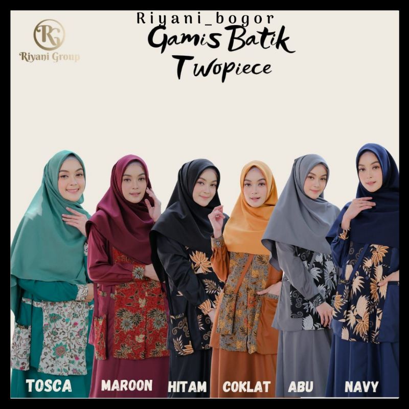 GAMIS BATIK TWOPIECE by RIYANI GAMIS TWOPIECE 5 PILIHAN WARNA BATIK WANITA