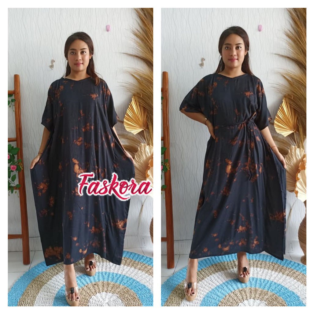 Kaftan Murah Jumbo / Baju Kaftan Wanita Terbaru Lebaran / Kaftan Polos Panjang Tie dye