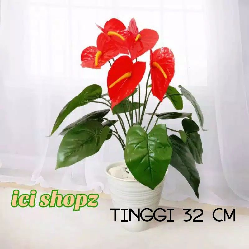 Bunga Anthurium Artificial / Bunga Hias / Bunga Plastik Mirip Asli-1