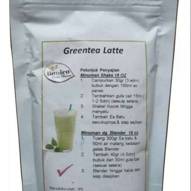 

bonico GEEENTEA LATTE 120gr bubuk minuman ice blend drink plavour powder