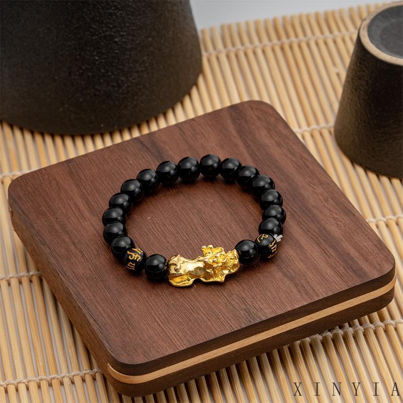 Xia.id Gelang Manik Obsidian Imitasi Pendan Mantra Untuk Pria